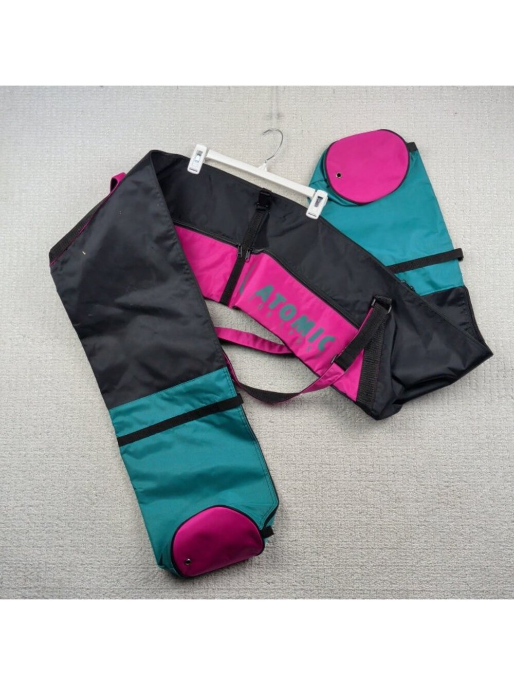 Vintage Atomic Ski / XC Ski Travel Bag Retro Neon Pink Green Colors Gorpcore